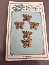 Rare Art Nouveau 1900 Antique Collection 5 Button Butterfly Plaque. garment