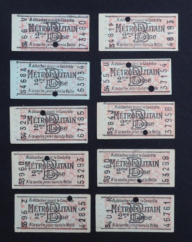 Anciens ticket paris métro - 10,
