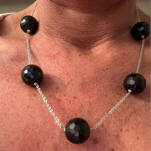 Collier 18k obsidienne - or,