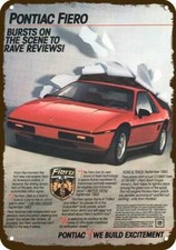 1984 PONTIAC FIERO 2M4 Sports Car Vintage-Look DECORATIVE REPLICA METAL SIGN