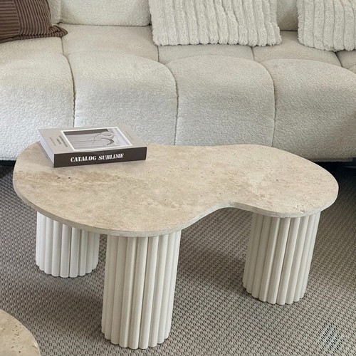 Table basse poire - , travertin