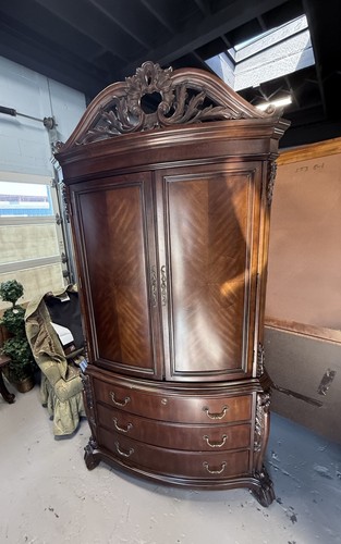 Grand wood carved armoire - carved,