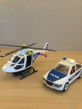 Playmobil Voiture Et Hélicoptère Police 