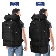 100L Outdoor Hiking Military Tactical Backpack Rucksack Camping Trekking Bag US