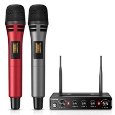 Micro Karaoke sans Fil UHF Microphone Systèmes Dynamique Chant Portable à Mai...