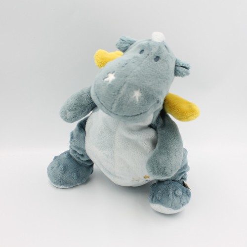 Doudou dragon bleu étoiles