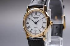Near MINT Raymond Weil 9802 18K Gold White Roman 23mm Quartz Ladies Watch JAPAN