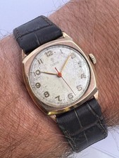 Tudor Rolex Case Solid 9k Rose Gold Gents Cushion Shape Watch 