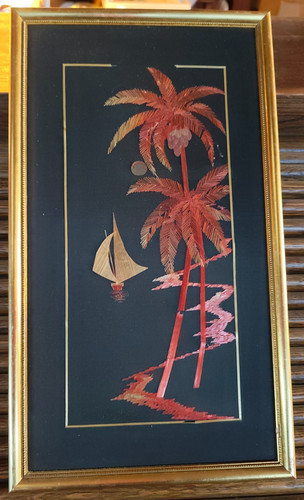 Ancien tableau bambou paille - ancien,