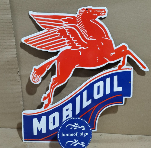 Mobiloil porcelain enamel sign - mobiloil,