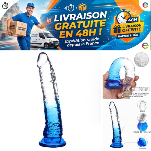 Gode réaliste silicone bleu