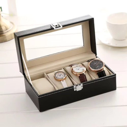 Boîte montre cuir vitrine - boîte,