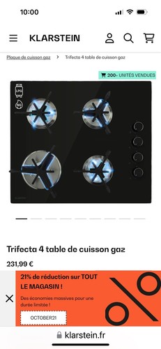 Table cuisson gaz - de, klarstein