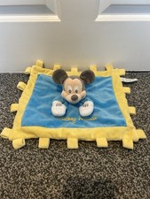 Disney parks mickey mouse yellow blue comforter blanket soother doudou hug toy 