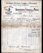 PARIS (IX°) INDUSTRIAL TOOLS ""ADMINISTRATION FRANCAISE DES METAUX"" in 1900