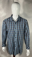 PARC 81 Mens XXL/XXG  18-18 1/2  Blue Striped Cotton Long Sleeve Dress Shirt