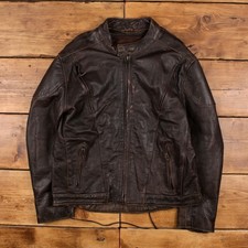 Vintage Leather Jacket XL 90s Moto Cafe Racer Biker Brown