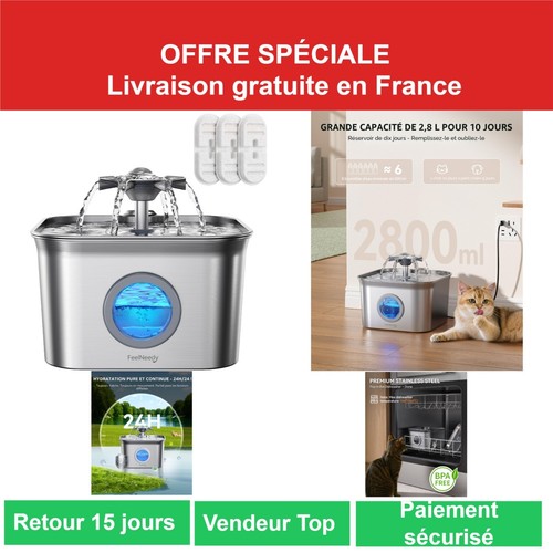 Fontaine eau chat inox 8l - fontaine,