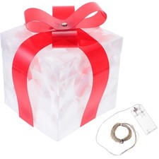  Boîte-cadeau de noël éclairée, boîte-cadeau de noël avec ruban, boîte-cadeau