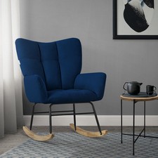 Fauteuil à bascule balançoire chaise de relaxation bleu foncé aspect éponge