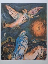 Marc Chagall Signed - Angel - Certificate SPADEM Paris
