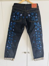 Vintage Evisu Jeans Retro Embroidered Floral Y2K Baggy Skater Japanese Waist 32”