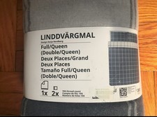 IKEA "LINDDVARGMAL" BLUE/GRAY FULL/QUEEN DUVET COVER +2 PILLOWCASES #505.856.69