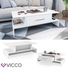 Table basse VICCO TADE blanche, table de salon, table d’appoint, tablette
