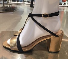 ZARA LEATHER HIGH HEEL SANDALS WITH STRAP DETAIL GOLD SHOES 36-41 Ref. 1543/101