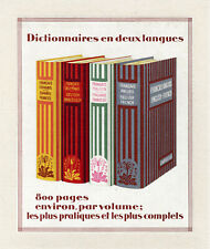 "DICTIONARIES in TWO LANGUAGES LAROUSSE 1932" original canvas poster