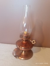 Lampe à huile vintage en cuivre – 34 cm – verre & mèche fonctionnelle