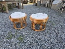 Paire De Poufs En Rotin
