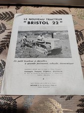 Rare brochure  PROSPECTUS TRACTEUR A Chenille Bristol 22  Années 50 Original 