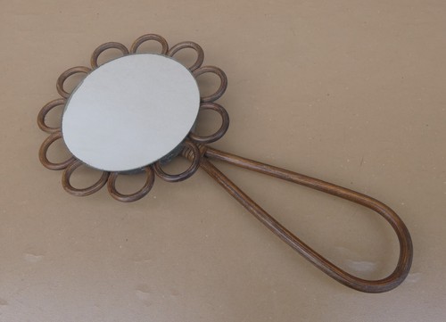 Miroir fleur rotin face - , à