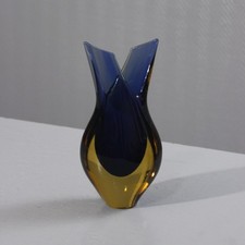 Vase de forme libre vintage verre de Murano immergé Sommerso Poli Italie 1970s