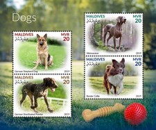 Dogs German Shepherd Weimaraner Border Collie MNH Stamps 2019 Maldives M/S