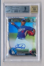 YADIER ALVAREZ 2016 BOWMAN CHROME REFRACTOR AUTO RC #260/499 BGS 9 10 DODGERS