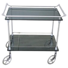 Chariot De Bar En Verre Et