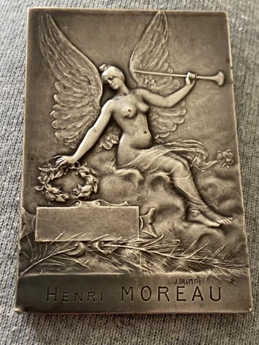Plaque bronze signée henri - signée,