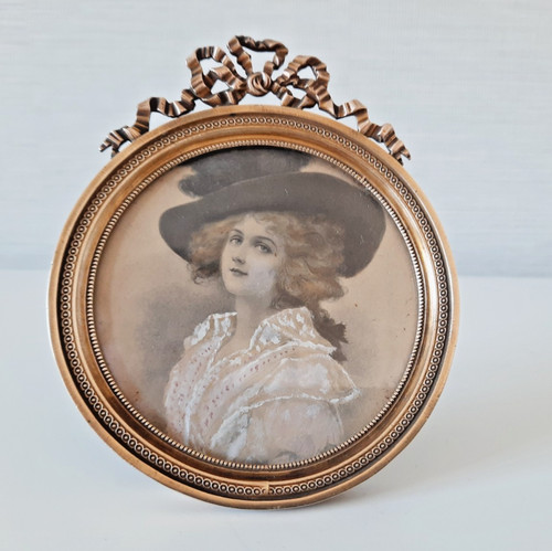 Cadre porte photo rond bronze
