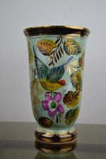 Vase Motif colibri Hubert Bequet Quaregnon Céramique Faïence Belge (2)