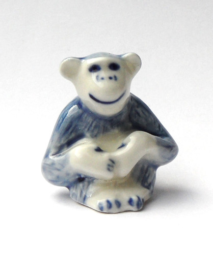 Miniature porcelaine singe - porcelaine,