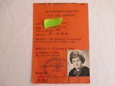 Access authorization card "Ilot des services" Marseille (13) 1988
