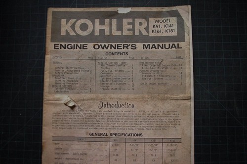 Kohler engine k91 k141 - k91, k161