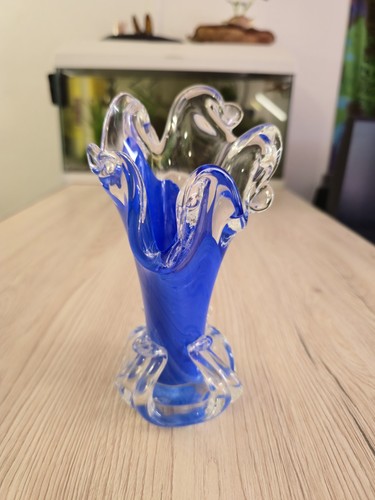 Vase cristal bleu - en,