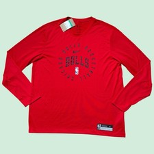 Maillot de basketball Nike Chicago Bulls NBA Dri Fit manches longues BNWT hom...