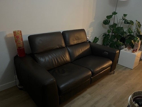 Canapé cuir chocolat 2 - cuir,