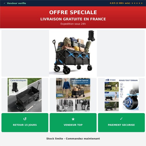 Chariot pliable 200l avec - chariot,
