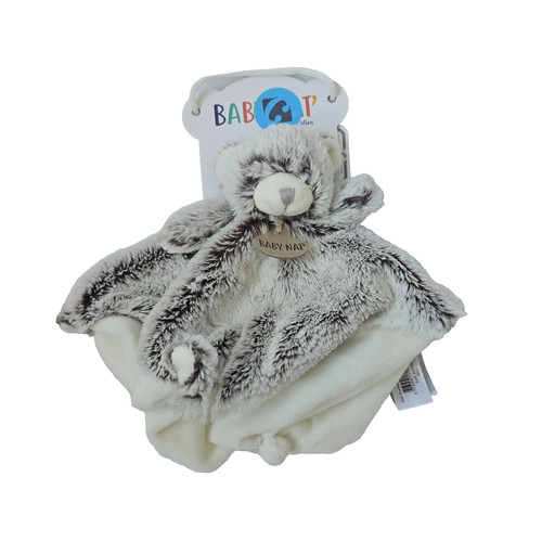 Doudou ours plat blanc gris - doudou,