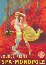 Source Reine Spa-Monopole - Belgique - 1922 - A3 plastifiée